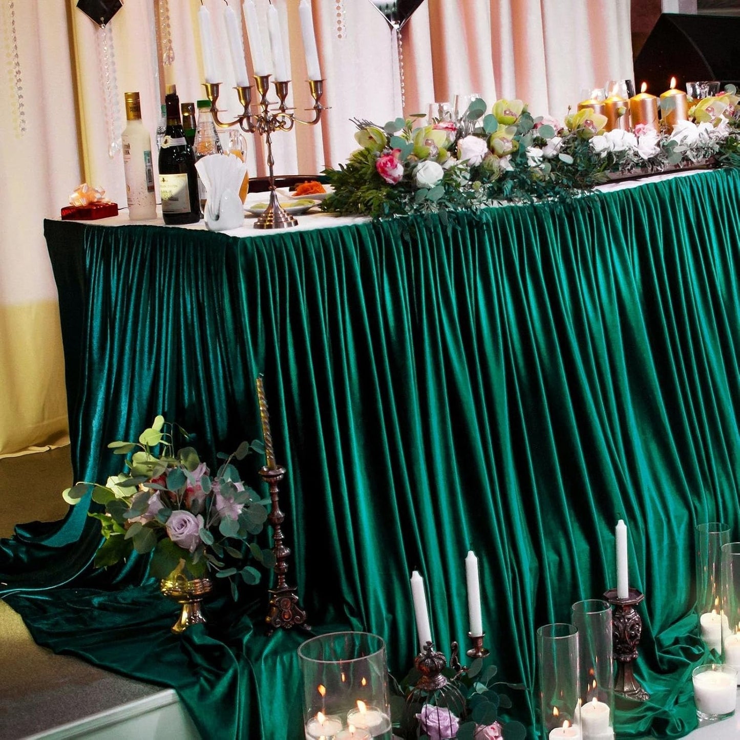 10 x 7 Feet Lake Green Backdrop Curtain for Partie, Background Curtains for Photoshoot, Birthday, Wedding, Halloween, Thanksgiving, Christmas, New Year Party Decorations 5Ft x 7Ft, 2 Panels