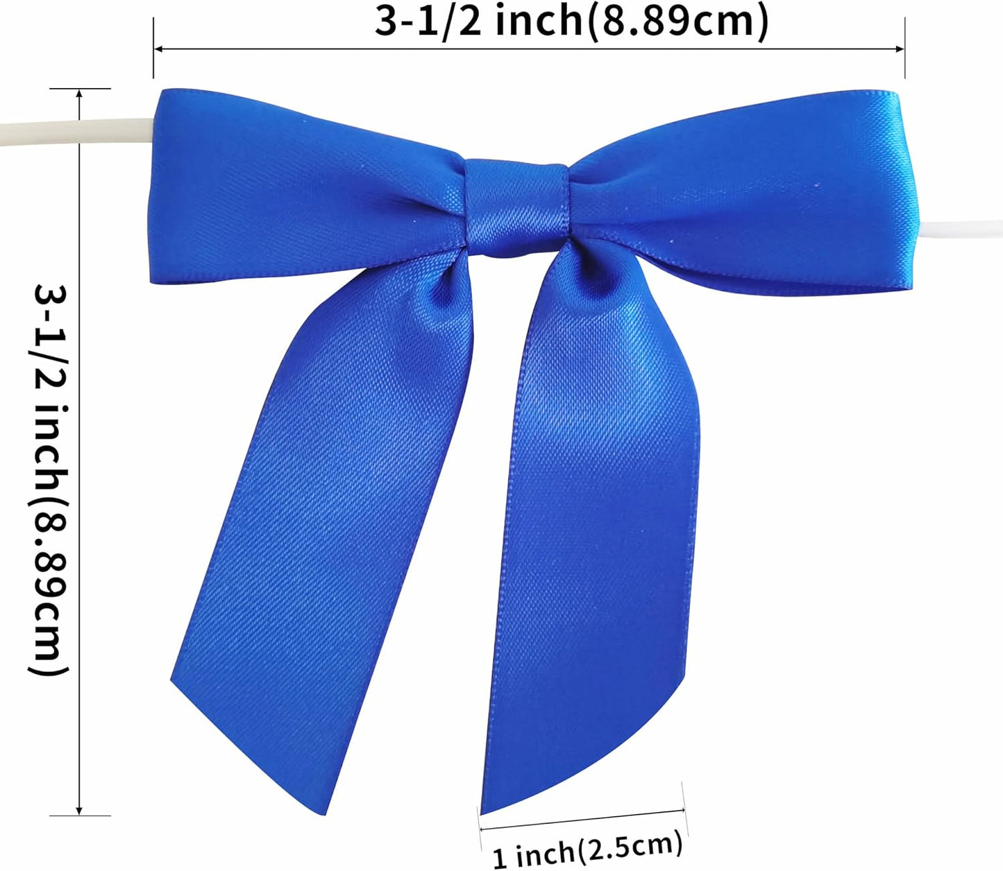 50pcs/Bag 3-1/2" Blue Satin Ribbon Bows with Twist Ties for 4th of July Independence Day Gift Wrapping Packing Holiday Decoration(Blue)