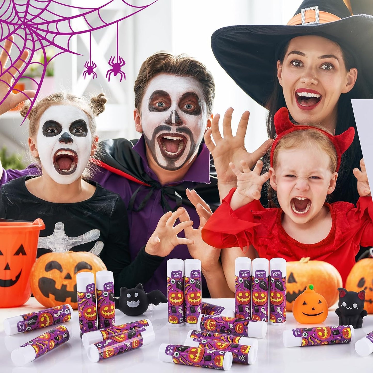 DMSKY 60 Pcs Halloween Lip Balm Bulk, Halloween Party Favors Halloween Treat Bags Gifts Goodie Bag Fillers Classroom Prizes Halloween Party Favors Supplies