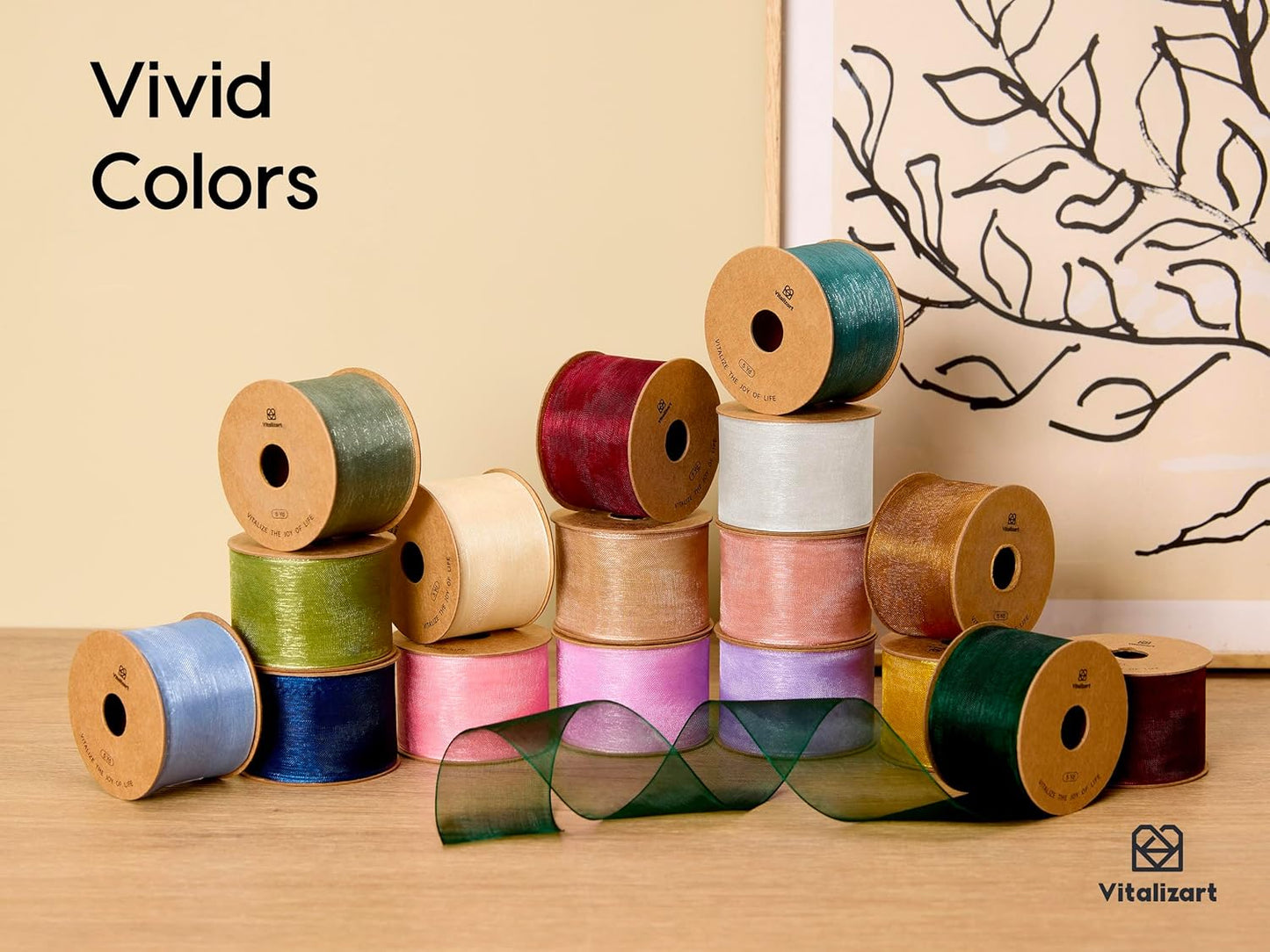 Vitalizart White Organza Ribbon 1.5" x 30 Yd Sheer Ribbons for Gift Wrapping Crafts Christmas Party Decor Bows Wedding Invitations Wreaths Bouquet