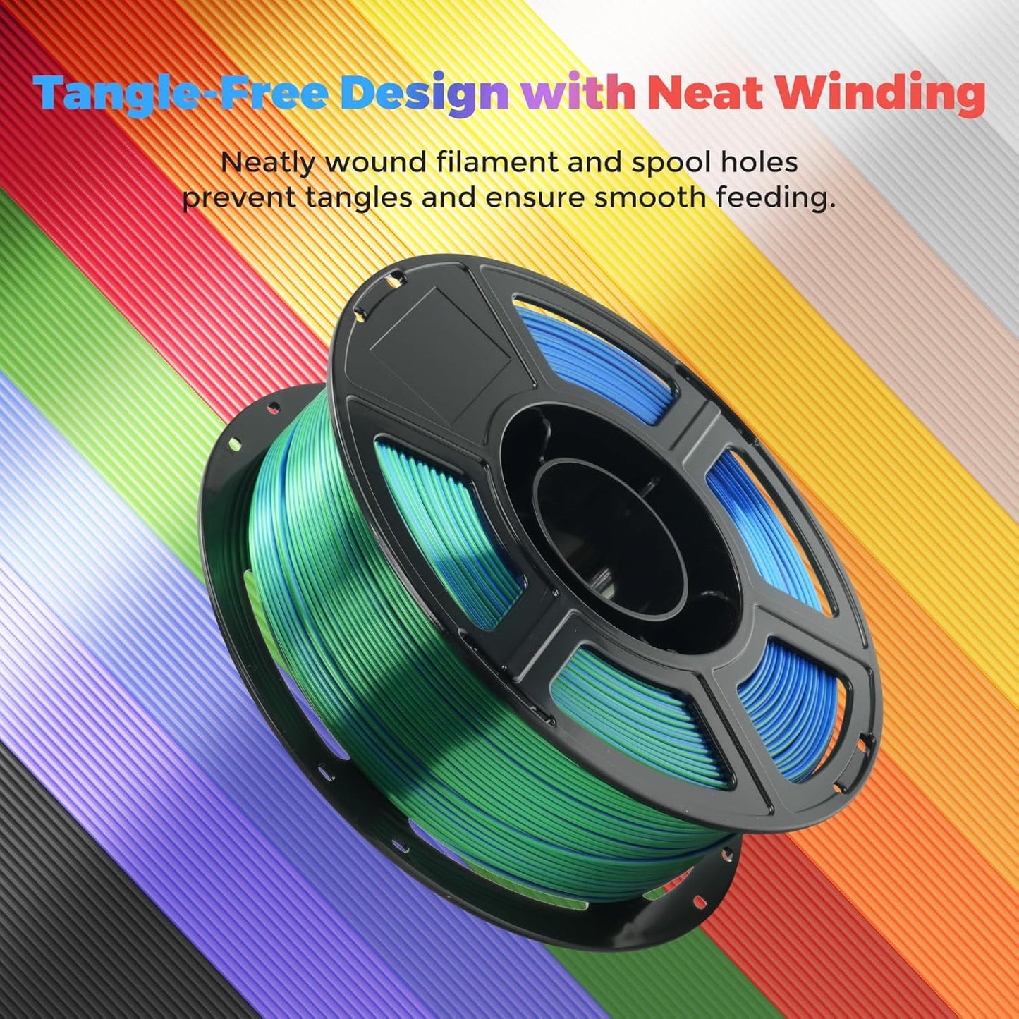 FLASHFORGE Silk Dual Color Filament, Blue and Green 2 in 1 Coextrusion Silk PLA Filament 1.75mm, 3D Printer Filament Color Change 1kg(2.2lbs) Spool, Dimensional Accuracy +/- 0.02mm