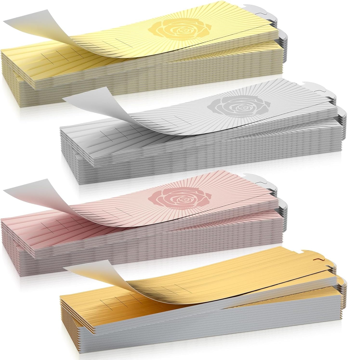 Polymer Material Reusable Napkin Band, Glue-Free Tear-Proof Water Resistant Oil-Proof Napkin Bands Set of 200(Assorted 4 Front Colors and Back Silver), 6 Adjustable Sizes Napkin Rings