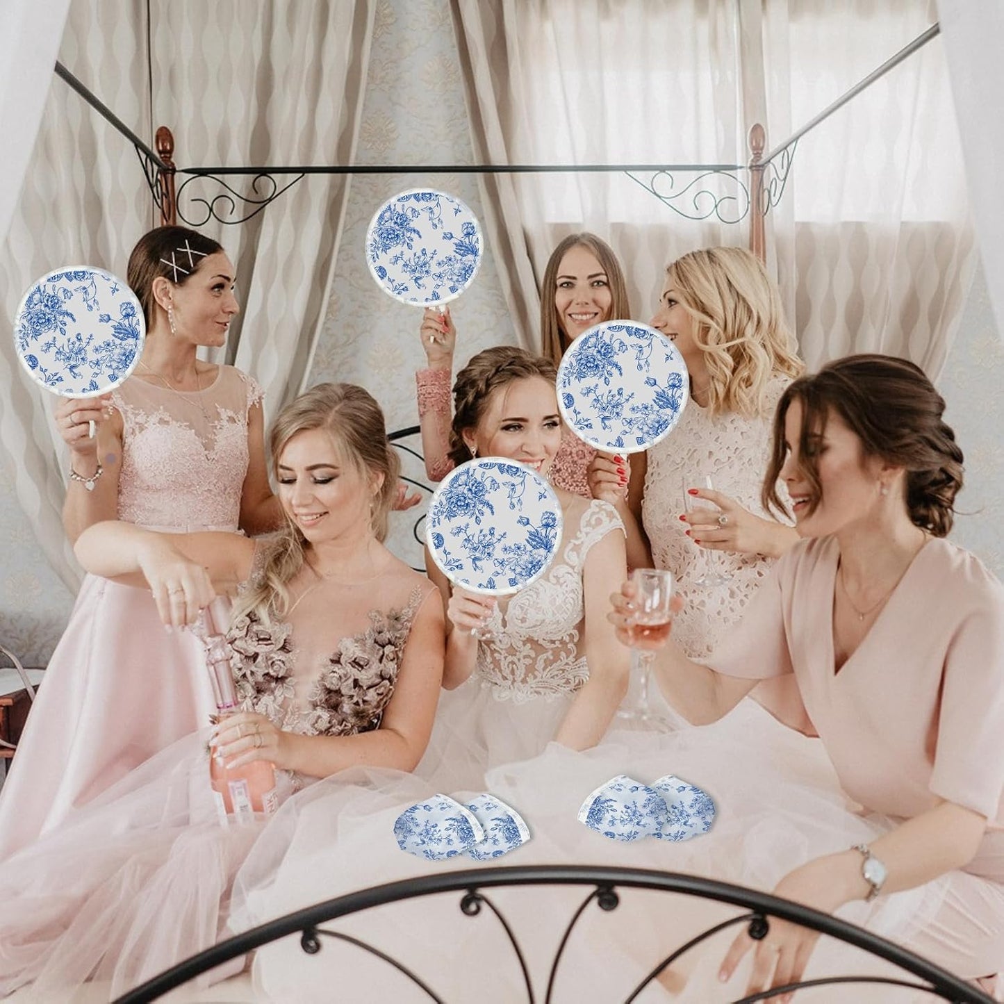 4 Styles Flower Round Foldable Hand Fan Japanese Foldable Fan Style Handheld Compact Cooling Fans,Round Folding Fan for Outdoor Games,Xmas Decoration,Festival,Party Favors,Travel,Events