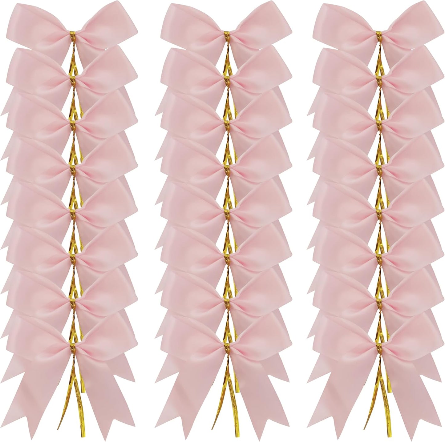 50pcs 3.5" Double Face Satin Pink Bows with Twist Ties Bows Wine Bows Tie with Fish Tail Cutting (Pink)