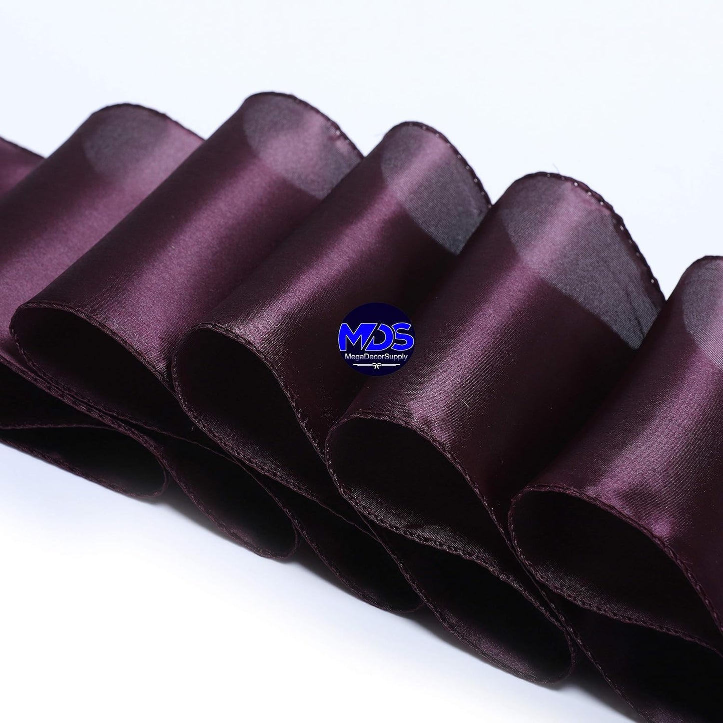 MDS Pack of 10 PCS Satin Chair Sashes Charmeuse Sateen Dining Chair Bows Ribbon Ties Back Sash for Wedding Party Birthday Home Hotel Restaurant Banquet Decoration (7 x 108 Inch, Plum)