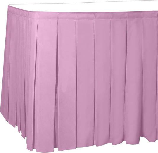 Ultimate Textile Pleat Polyester Fabric Table Skirt - Machine Washable Flame Resistant with Clips for Events, Weddings & Trade Shows, Cut & Sewn in Paterson, NJ - Pink Balloon, 14' Box Pleat