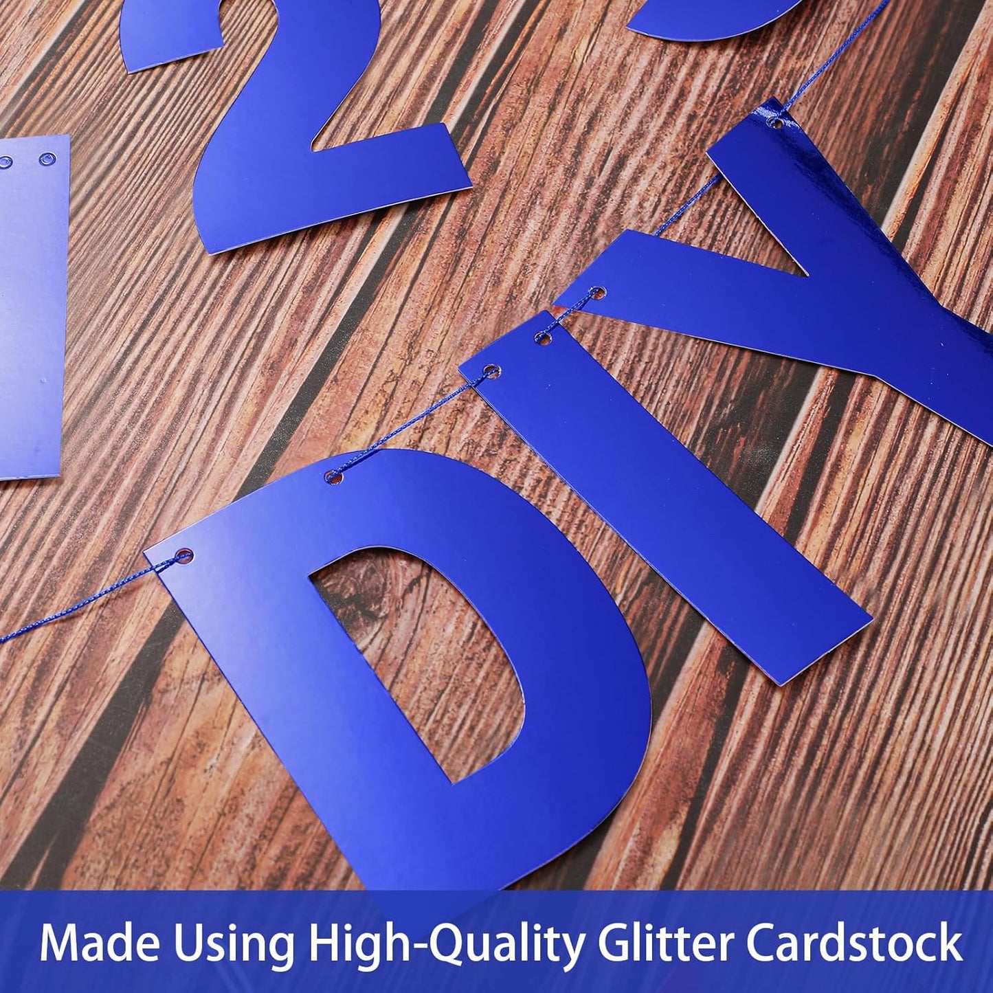 TaoBary 112 Pcs DIY Letter Kit Glitter Customizable Banner Letters Include 107 Letters and Numbers 3 Rope and 2 Needles for Birthday Halloween Christmas Wedding Valentine Party Decor(Bright Blue)