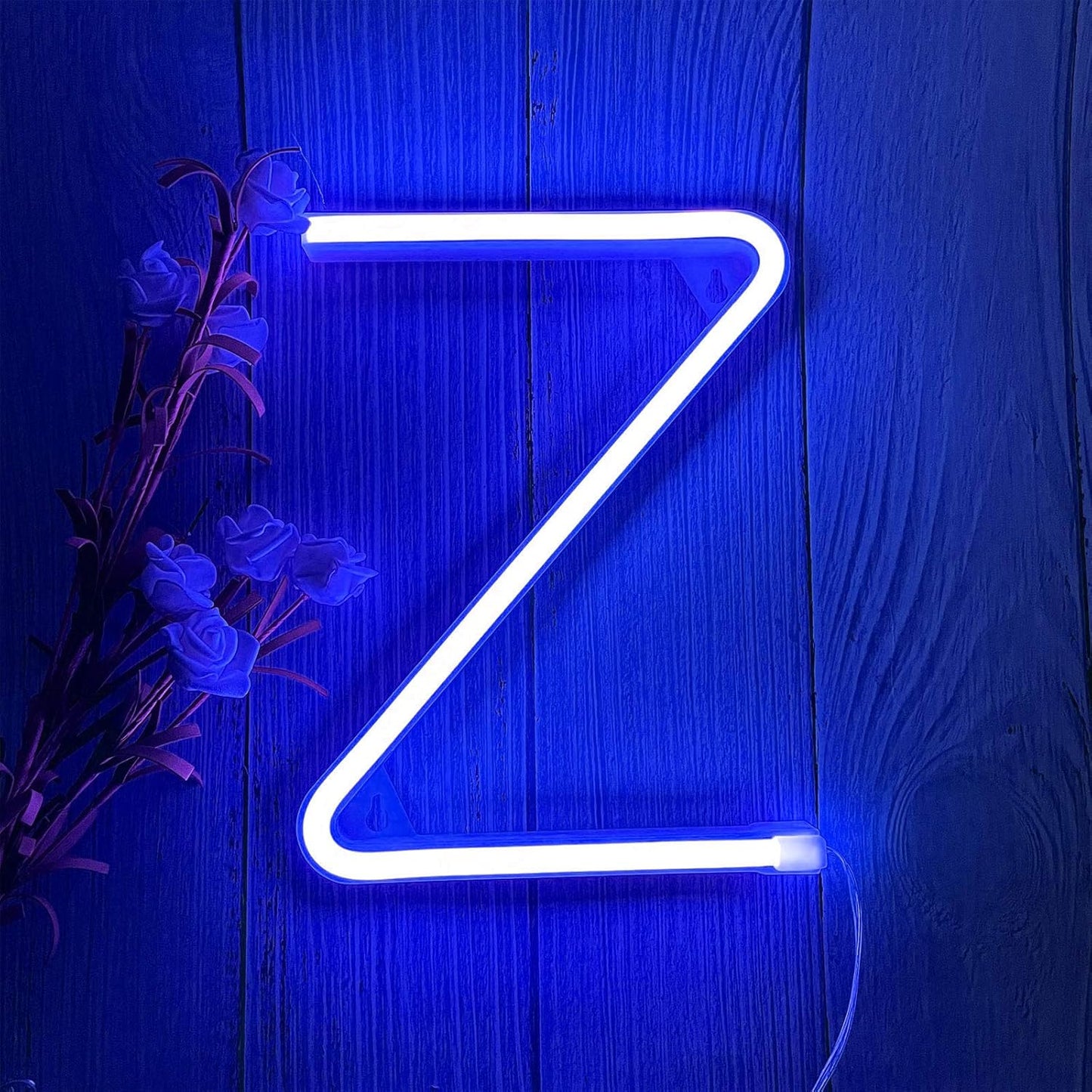ENUOLI Blue Neon Letter Sign - Battery/USB Powered LED Alphabet Neon Art Lights for Wedding, Birthday, Christmas & Home Bar Decoration (Z)