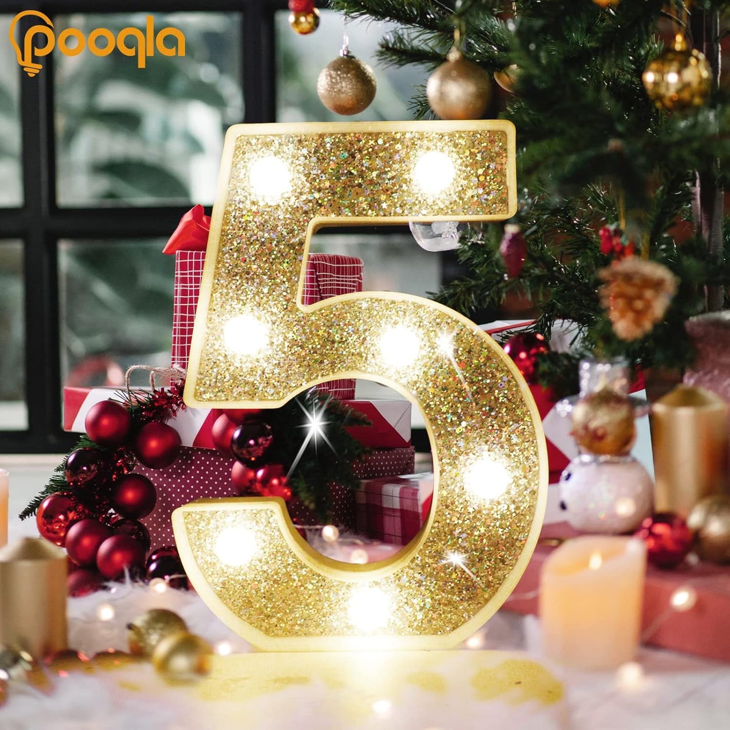 Pooqla Marquee Light up Numbers, Lighted Numbers for 6th Birthday Decorations, Night Light Battery Powered for Silver Party Decorations, Gift for Boys Girls Christmas Wedding Home Room Decoration