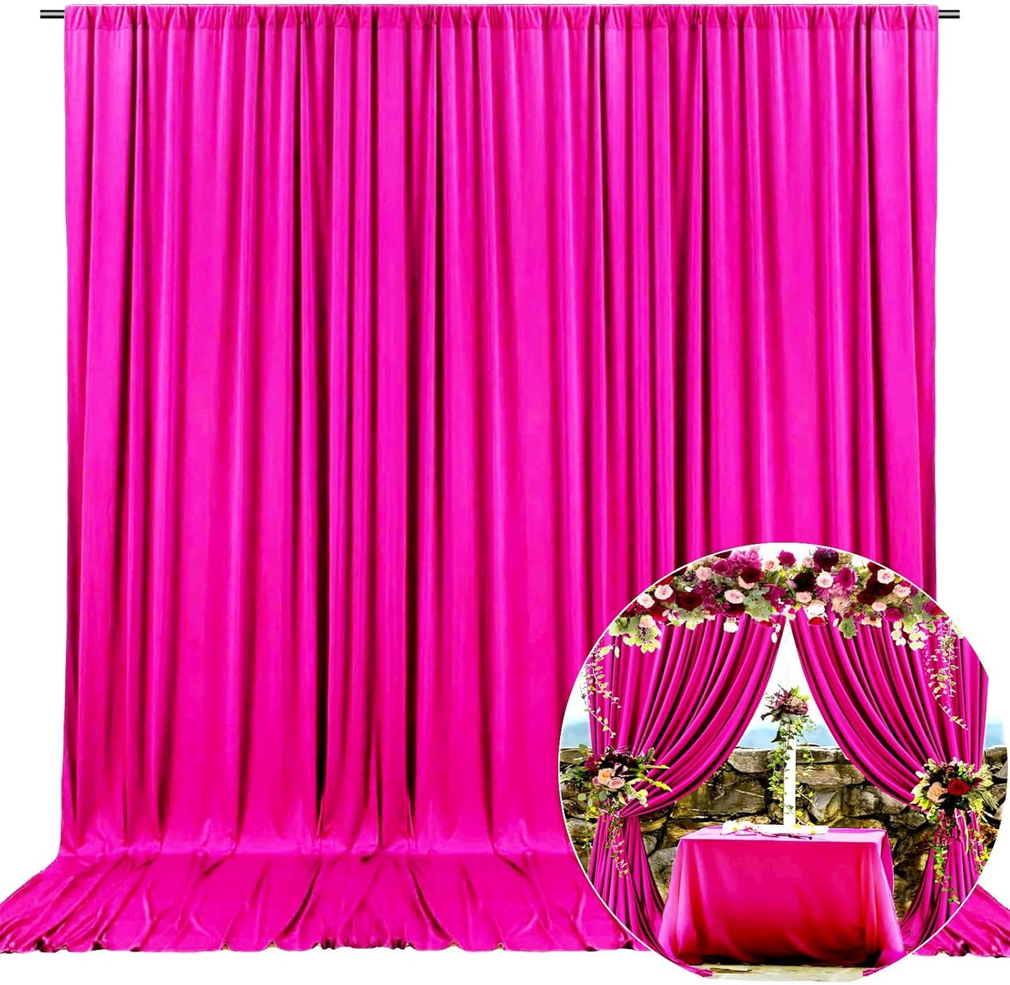 10 x 7 Feet Rose Red Backdrop Curtain for Partie, Background Curtains for Photoshoot, Birthday, Wedding, Halloween, Thanksgiving, Christmas Day, New Year Party Decorations 5Ft x 7Ft, 2 Panels