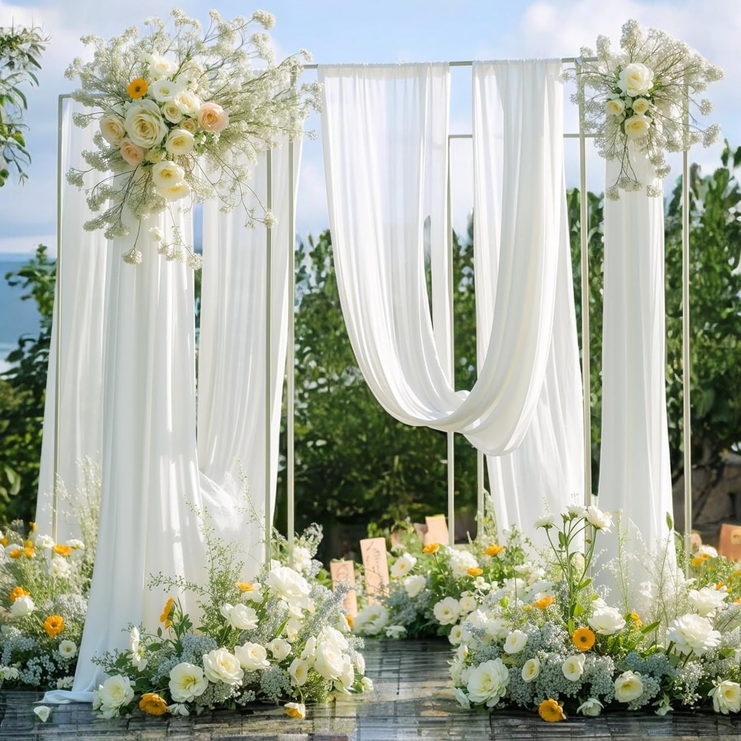 MDS Halloween Chiffon Draping Fabric - 1 Panel, 30" Wide x 40ft Long - Sheer Spooky Arbor & Canopy Drapery for Haunted House Backdrops, Party Ceilings, DIY Costumes & Themed Events - White