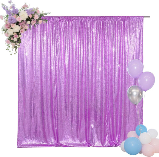 SquarePie Sequin Backdrop Less Transparent Background Sparkly Curtain for Wedding Party 7FT x 7FT Lavender