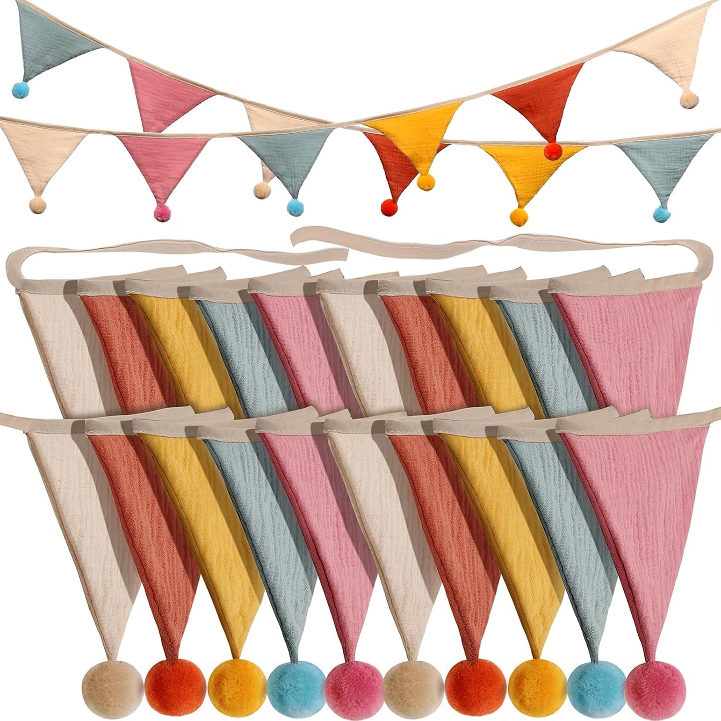 20 Pcs Pennant Banner Flags,2 Sets Garland Nursery Triangle Bunting Flag Baby Shower Banner for Nursery Decor Kindergarten Classroom Playroom Decor Baby Birthday Church Nursery Party Event(rainbow)