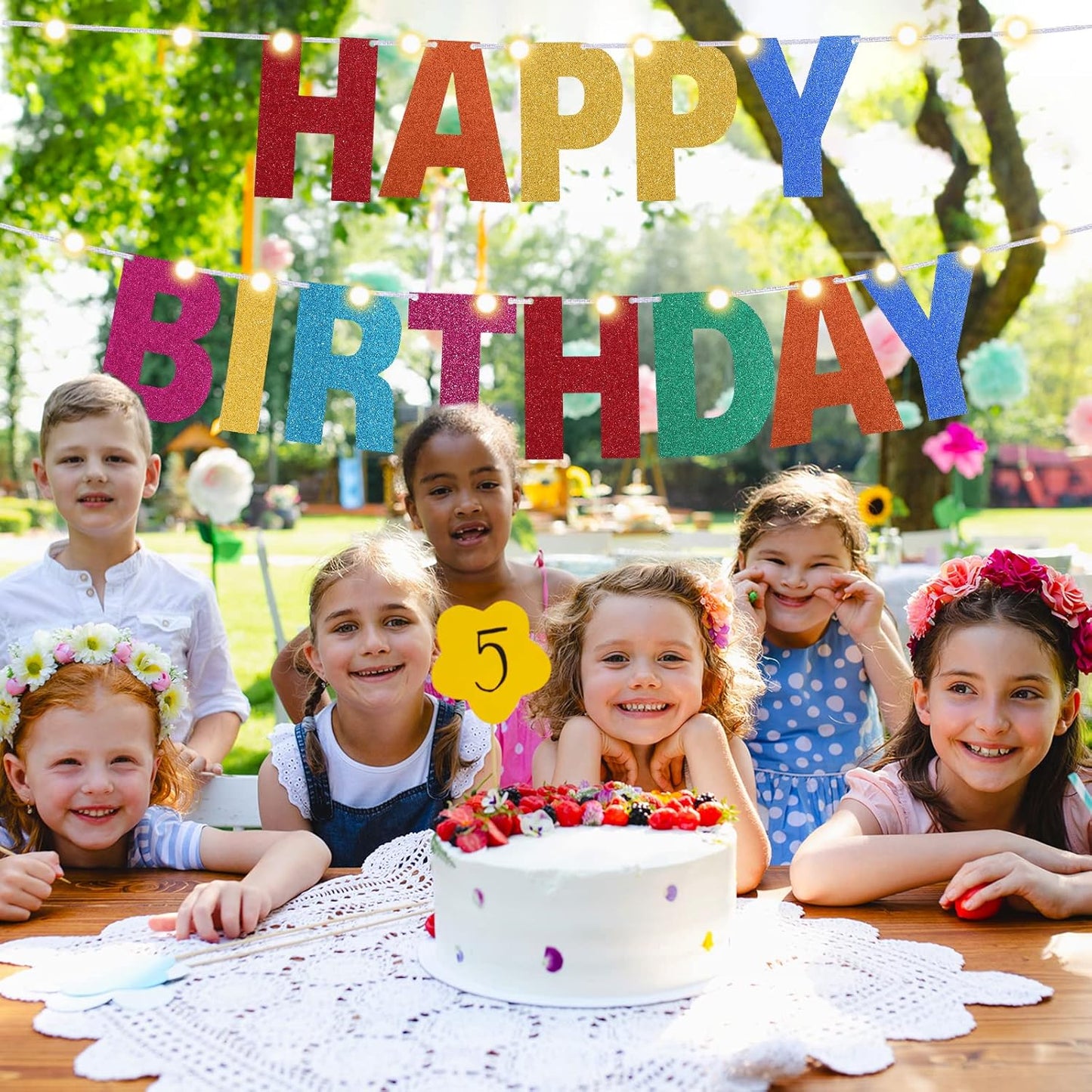 TaoBary 112 Pcs DIY Letter Kit Glitter Customizable Banner Letters Include 107 Letters and Numbers 3 Rope and 2 Needles for Birthday Halloween Christmas Wedding Valentine Party Decor(Rainbow)