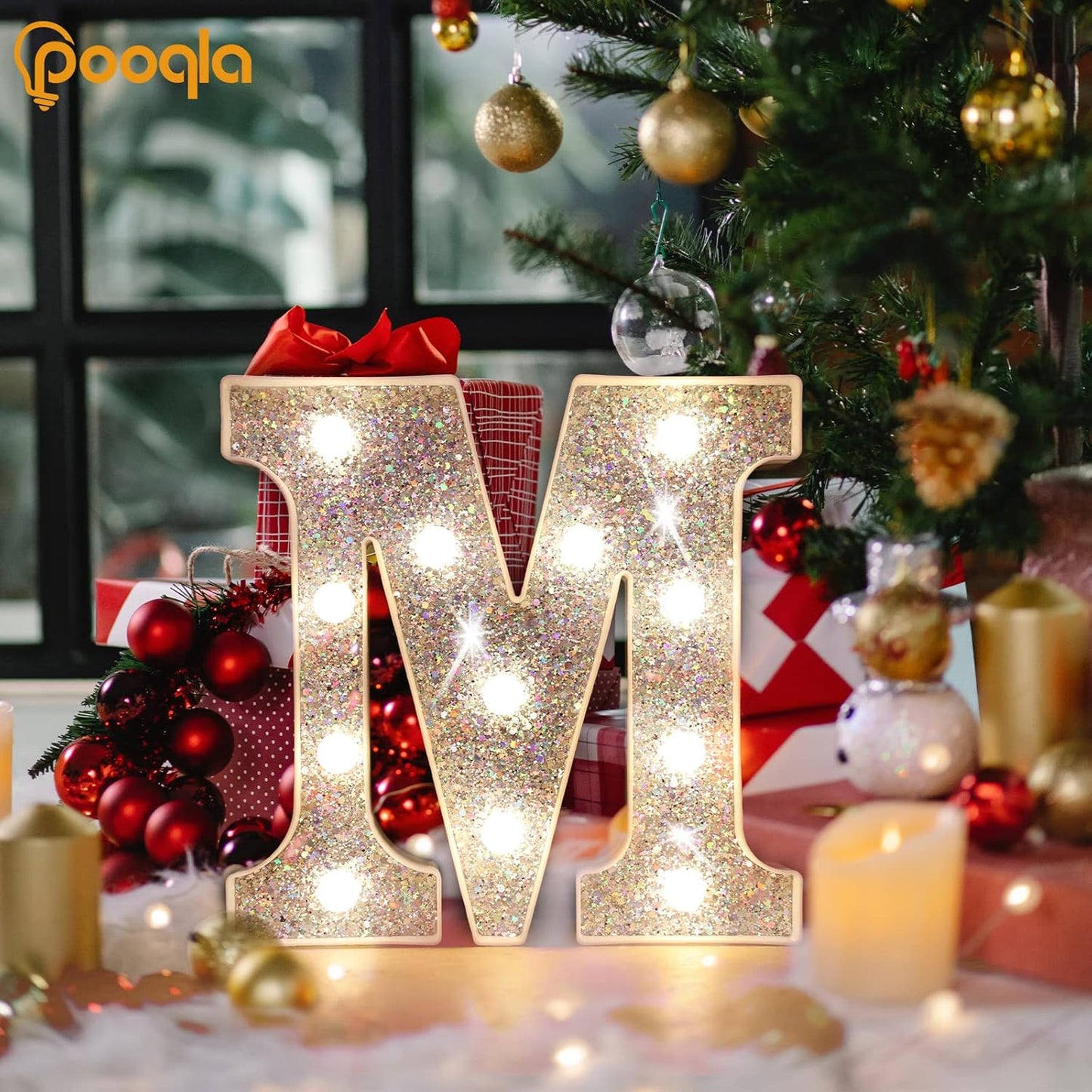 Pooqla Light Up Letters, LED Marquee Letters for Silver Birthday Decorations, Battery Powered Night Light Teenager Girl Room Decor, Gift for Girls Boys Wedding Bedroom Christmas Party Decor, Letter C