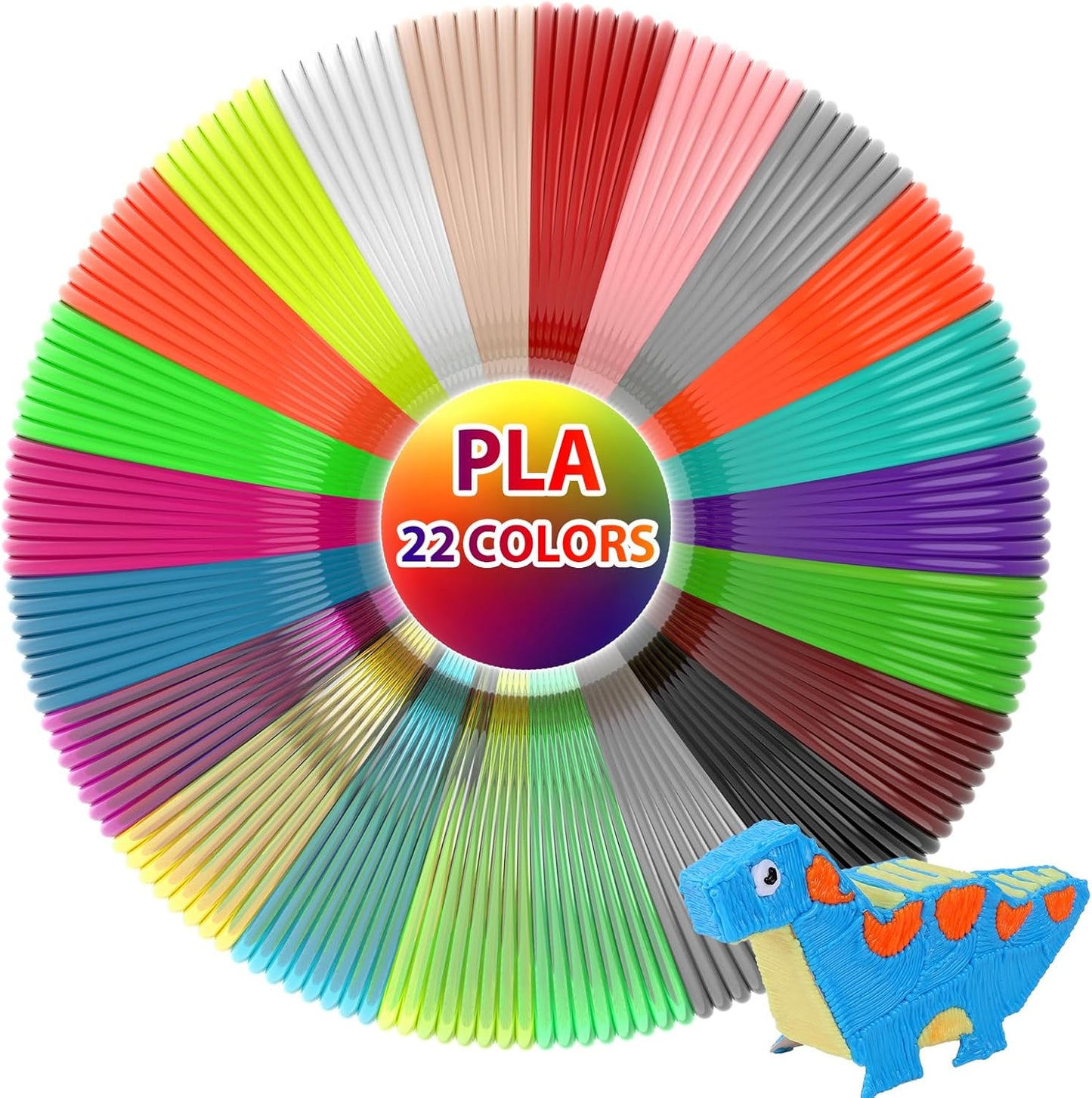 22 Colors 3D Pen Filament 1.75mm PLA, Each Color 10 Feet, Total 220 Feet 3D Pen Filament Refills 3D Printing Pen Refills with High-Precision Diameter Not Compatible with 3Doodler Pen