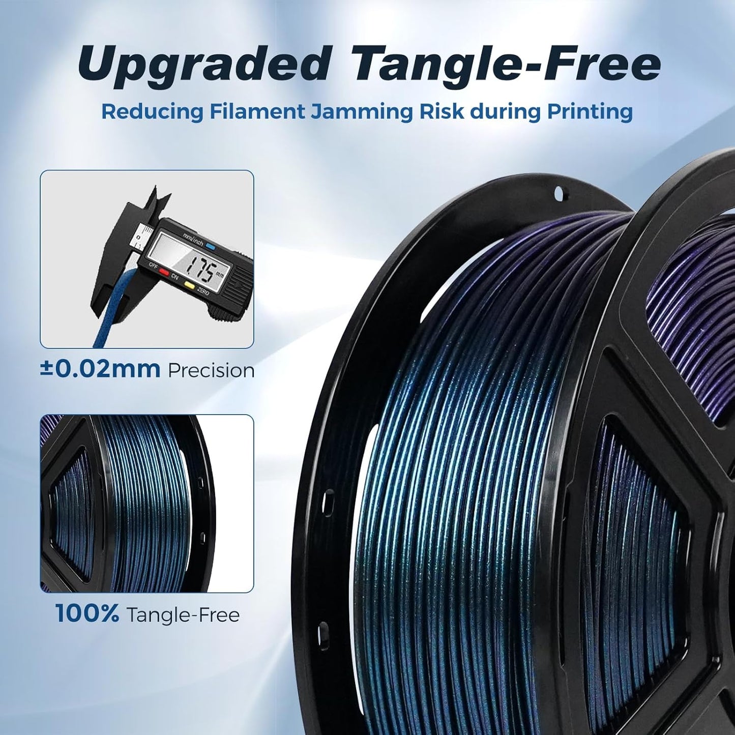 FLASHFORGE Rapid PLA Filament 1.75mm +/- 0.02mm Burnt Titanium, Max 500mm/s High Speed Printing, 3D Printer Filament 1kg(2.2lbs), Changing Colors with Light, Perfectly Hide The Layer Line