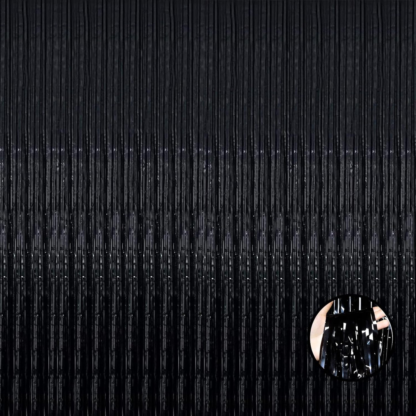 4 Pack Black Foil Fringe Curtain Backdrop, 3.28Ft x 8.2Ft Metallic Tinsel Streamers Curtains for Party, Photo Booth Props, Birthday, 2022 Mother's Day Decor Supplies, One Size