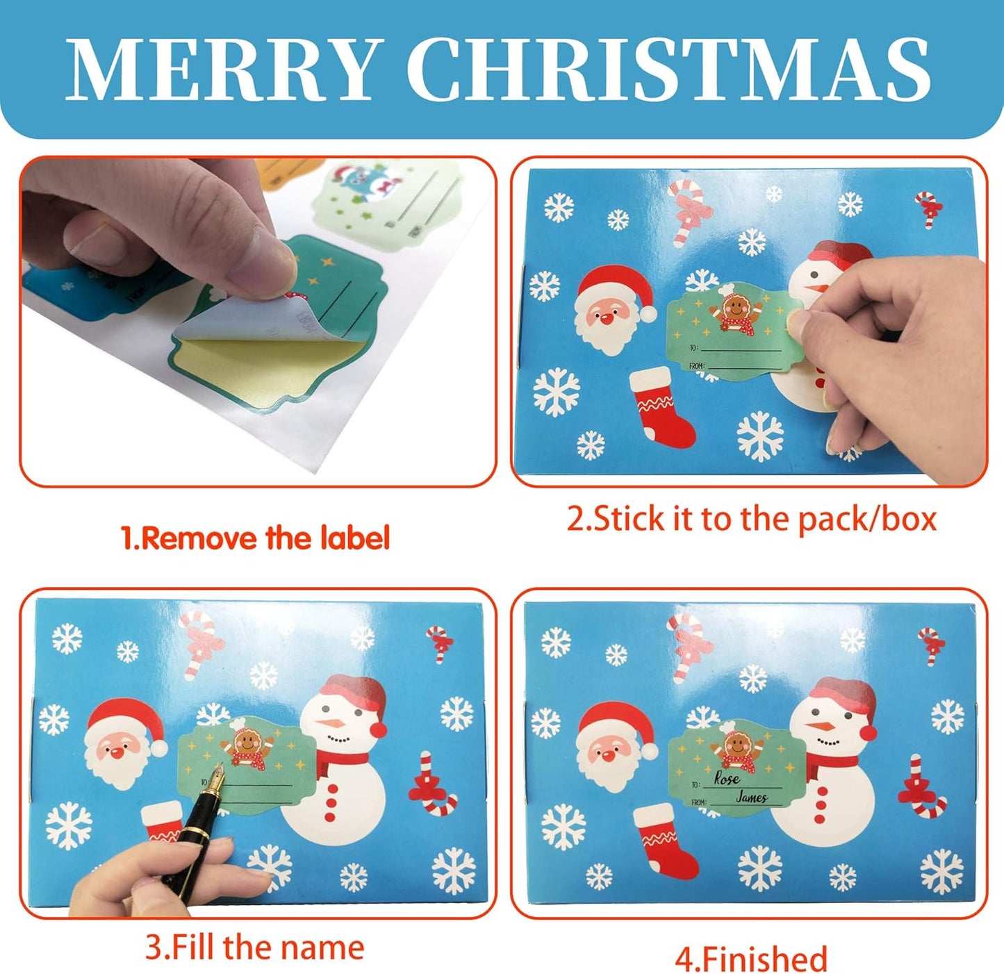 Christmas Gift Tags Self Adhesive Stickers - Christmas Stickers - Xmas Wrapping Paper Decorations Gift Tags for Presents to from Sticker 276Pcs