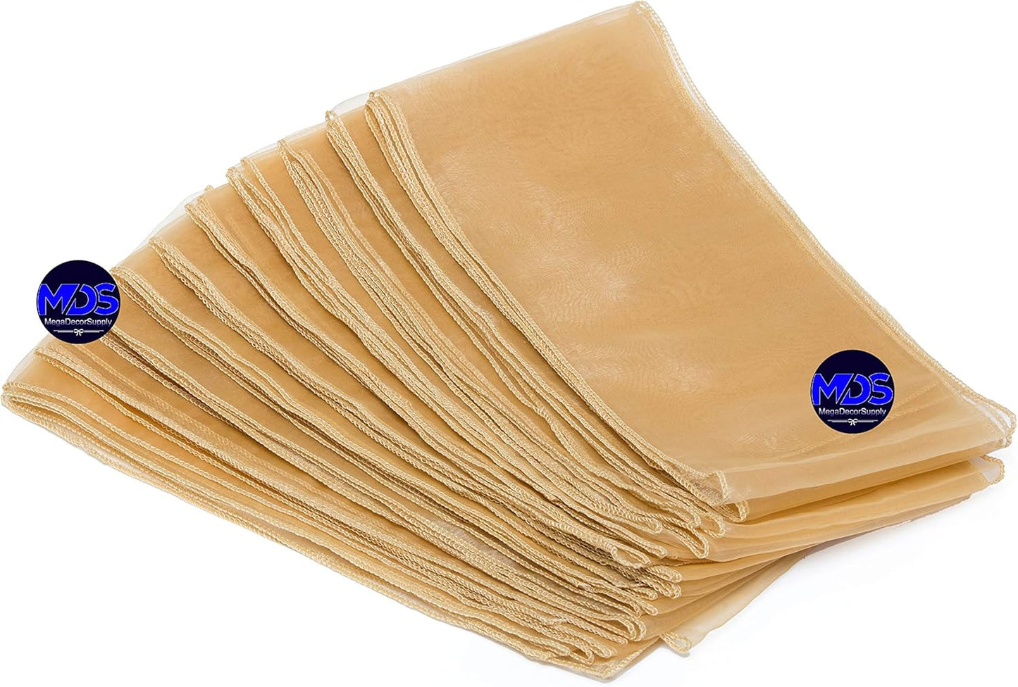 MDS Pack of 125 PCS Organza Chair Sashes Wider Dining Chair Bows Ribbon Tie Back for Wedding Party Birthday Bridal Shower Reception Event Banquet Home Chair Cover Decoration - Champagne Gold