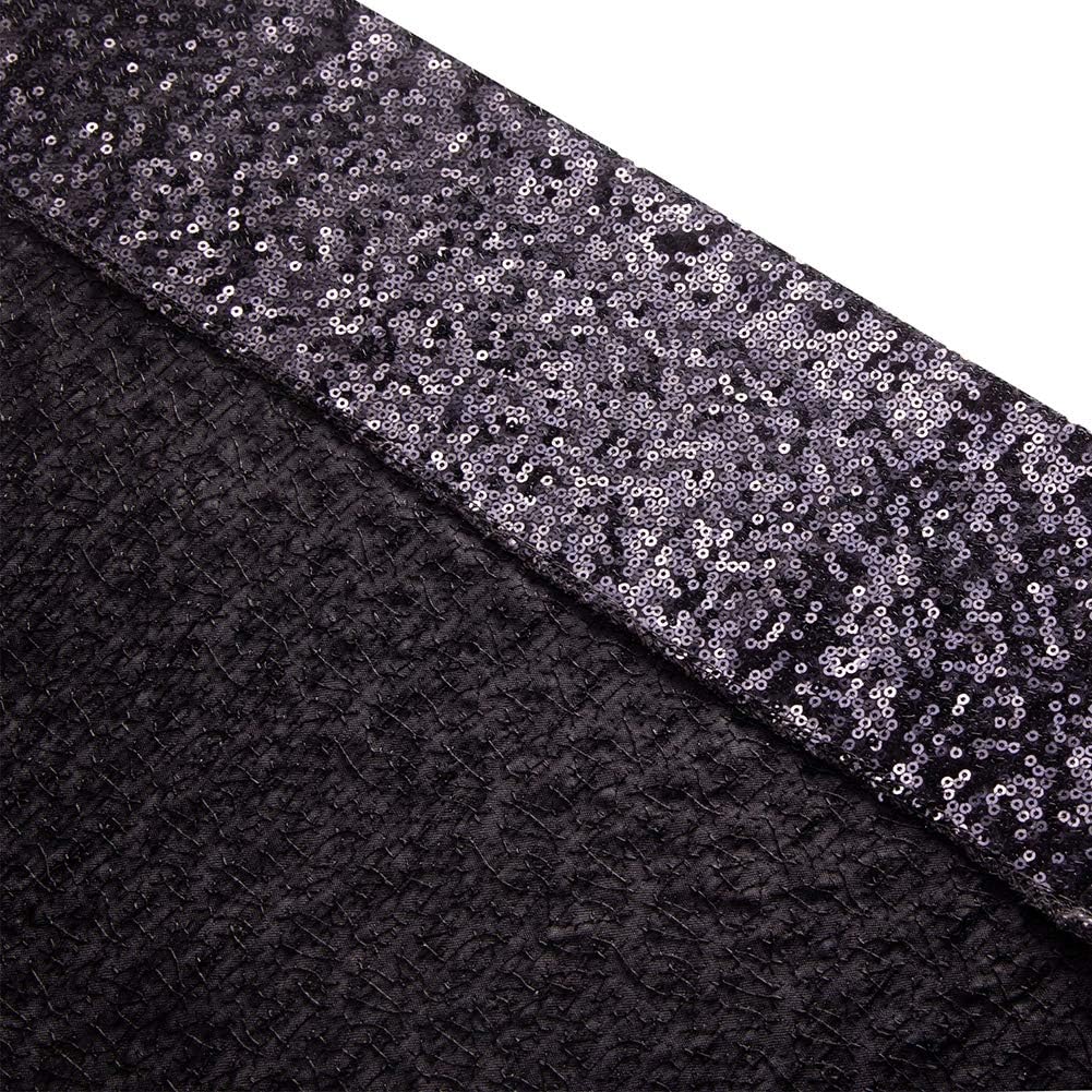 SquarePie Sequin Backdrop Curtain Non-Transparent Background Sparkly for Halloween Party 2FT x 8FT Black 2pcs