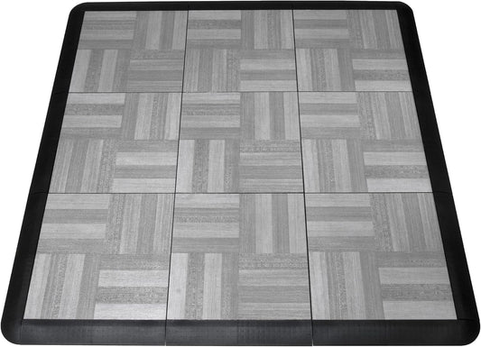 Big Floors SnapFloors 3X3RESGRAYOAKFLOOR Interlocking Lightweight Plastic Modular Dance Floor Kit (3' x 3'), Gray Oak, 21 Piece