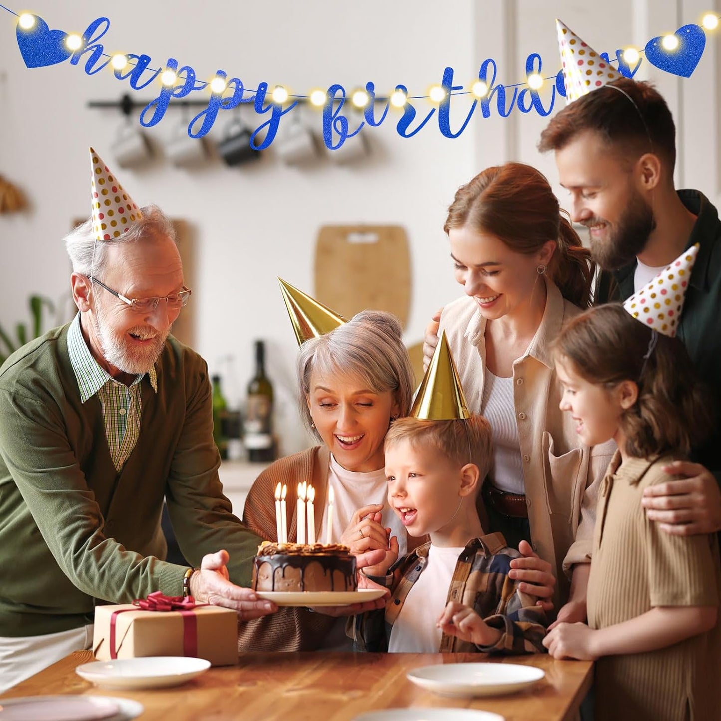 TaoBary 167 Pcs DIY Banner Kit Happy Birthday Glitter Banner Customizable Glitter Make Your Own Kit 162 Letters Symbols and Numbers 3 Rope for Birthday Halloween Wedding Christmas(Royal Blue)