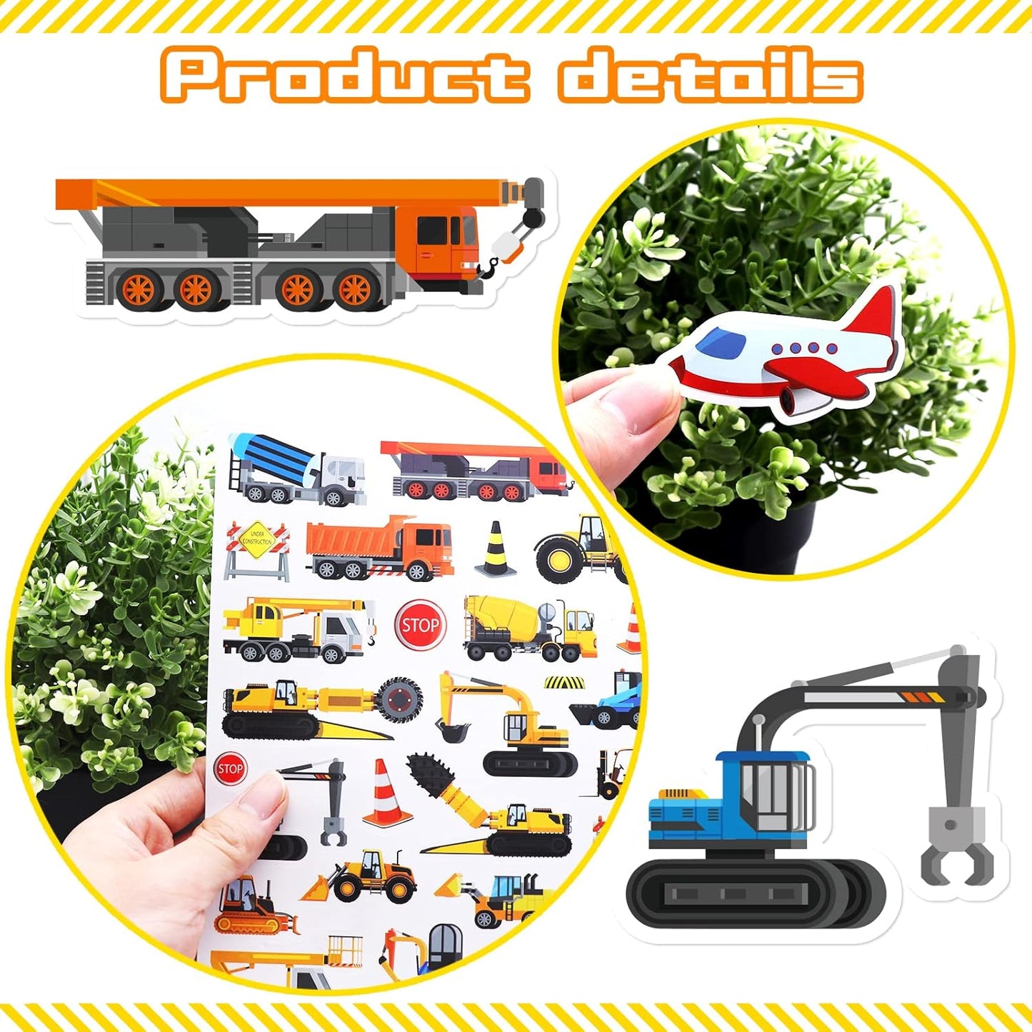 Construction Cars and Trucks Stickers 665 Counts Transportation Waterproof Car Adhesive Sticker Birthday Invitations Envelops Decorations Party Goodie Gifts Bags School Game Class Rewards