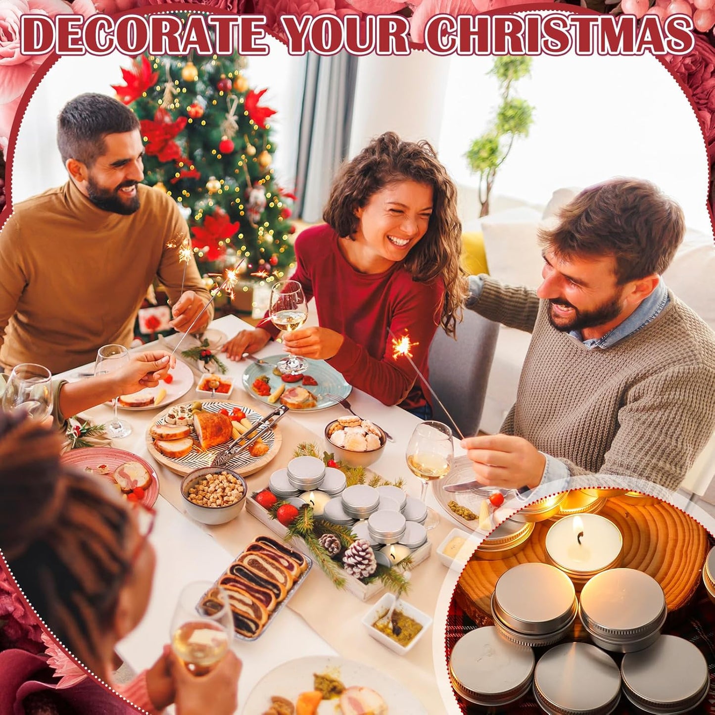 MTLEE 50 Pcs Wedding Scented Candles Gift Travel Tin Candle Aromatherapy Candle for Christmas Winter Baby Shower Favors Wedding Gifts(Christmas Flavor)