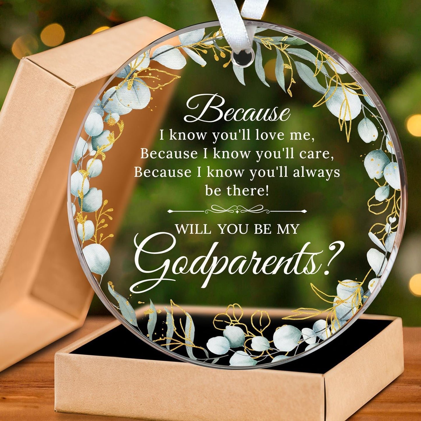 HEXMOZ Godparents Proposal Gift - Will You Be My Godparents Ornament - Godparent Gifts for Baptism, Catholic Godparent Ornament, Present from Godchild - Acrylic Christmas Ornaments 2025