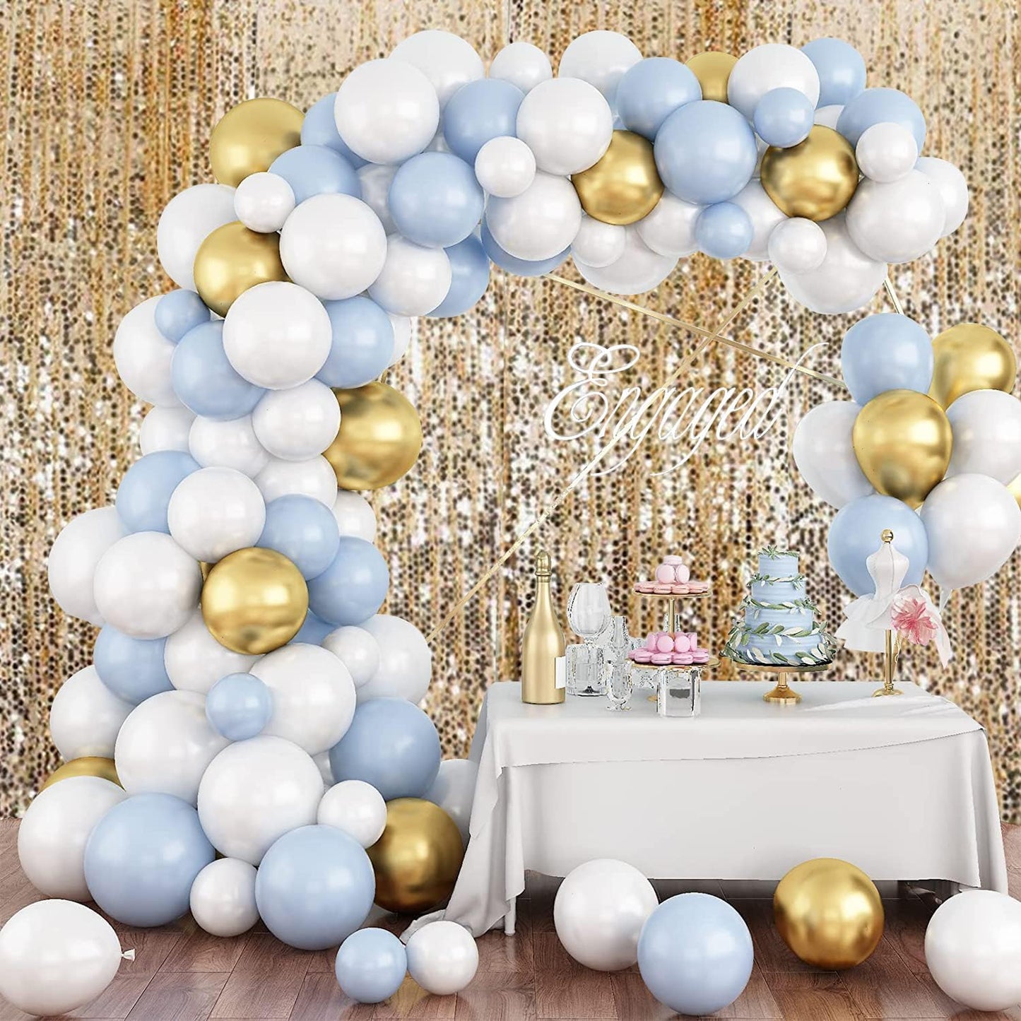 HH 9x9FT Big Gold Sequin Payette Backdrop Curtains Panels, Shimmer Sequin Photography Backdrop for Wedding Party Christmas Decoration