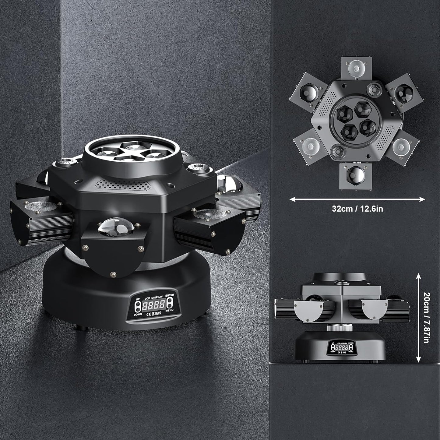 4-Pack Moving Head DJ Lights,150W Party Light with Mixed Lighting Effects, 6 Arms Stage Light Support DMX-512 & Sound Activated, Stage Lights for Party Disco KTV Wedding Club