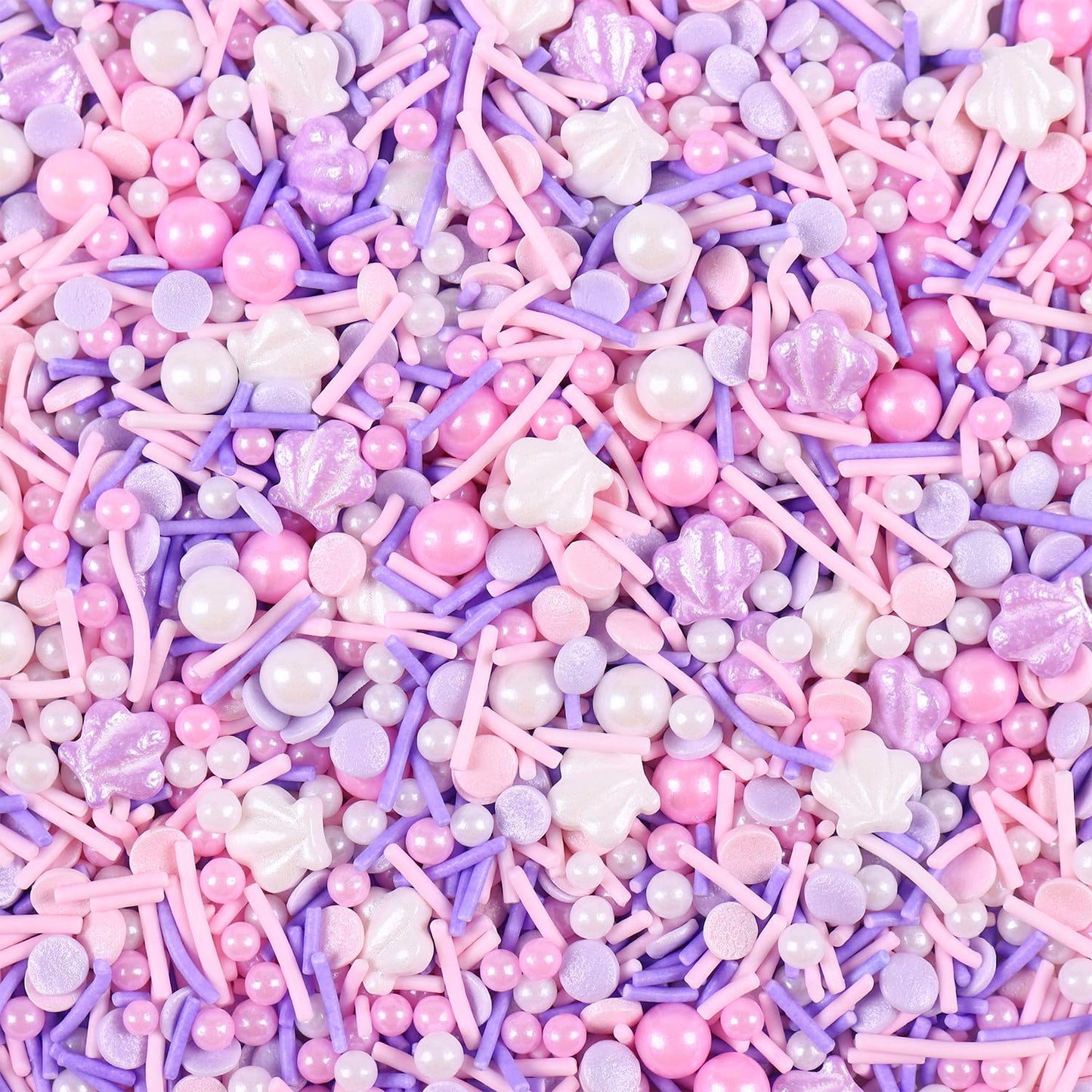 Edible Seashell Sprinkles for Cake Decorating, Seashells Cake Decorations Mix, White Pink Pearl Sprinkles, Jimmy, Confetti, Perfect for Ocean Cake, Baking, Ice Cream, Macaron, Cookies, and Cupcake(120g/4.23oz)