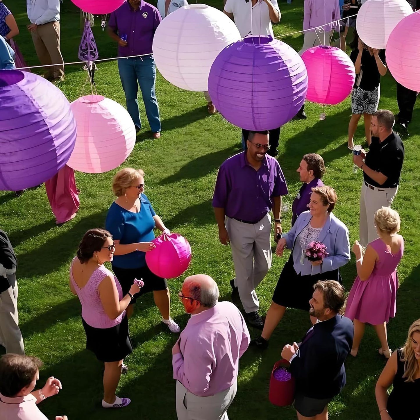 Purple Pink Paper Lanterns Decorative 15pcs Party Hanging Decorations for Bachelorette Wedding Birthday Baby Shower Graduation Anniversary Lavender Themed Room Decor