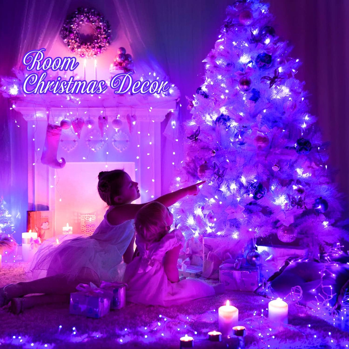 JMEXSUSS 163 FT 500 LED Purple Halloween Lights, 8 Modes Purple Light Indoor Outdoor Waterproof, Remote Control Christmas String Lights Plug-in for Halloween Roof Bedroom Party Tree