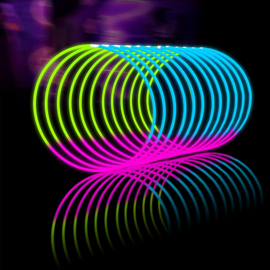 Glow Fever Glow Sticks Bulk 100ct 22'' Glow Necklaces with Connectors, Neon Light Sticks for Party Festivals Raves Concert Birthday Wedding, Tricolor