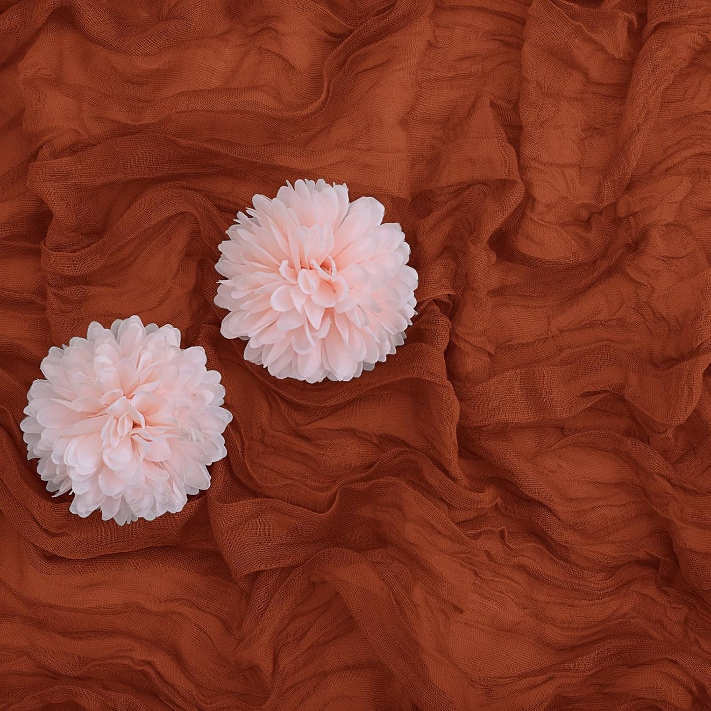 Aktor 12 Pack Terracotta Table Runner Boho Cheesecloth Table Runner Semi Sheer Gauze Fabric Runners for Wedding Birthday Baby Shower Party Boho Table Decoration（Terracotta）