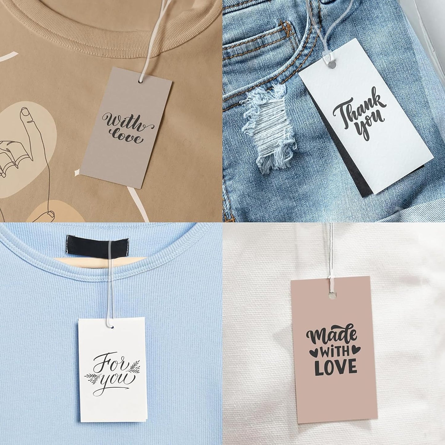 50-200 pcs Custom Hang Tags, Personalized Clothing Tags with Logo & Text, Custom Tag for Handmade Items, Business, Ideal for Apparel, Jewelry, Weddings, Mother's Day, Gift Label