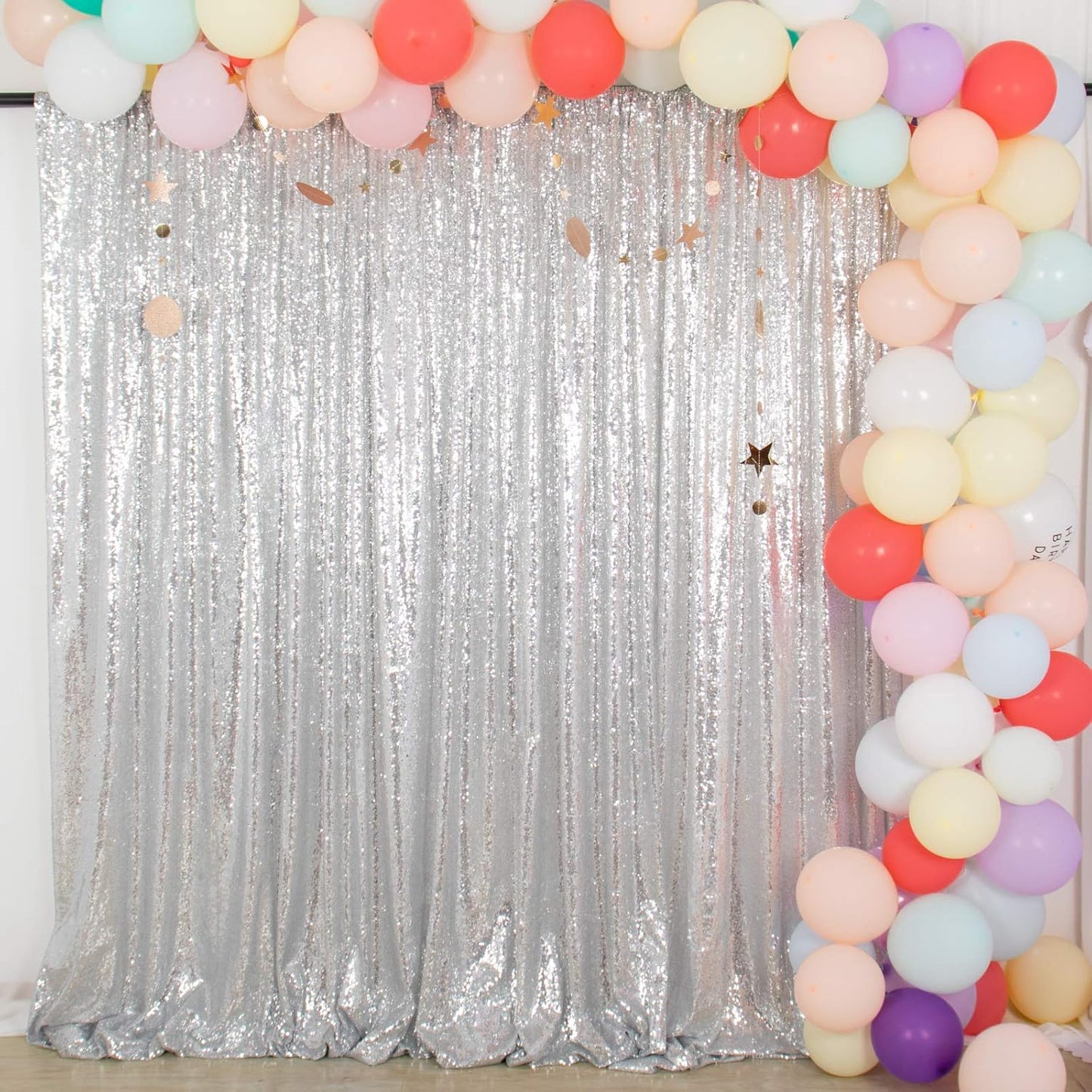 ShiDianYi Premium Sequin Photography Backdrop 6x8FT - Silver Sparkling Studio Background for TikTok/YouTube/Reels, Glitter Party Decor, Birthday & Wedding Photo Shoot
