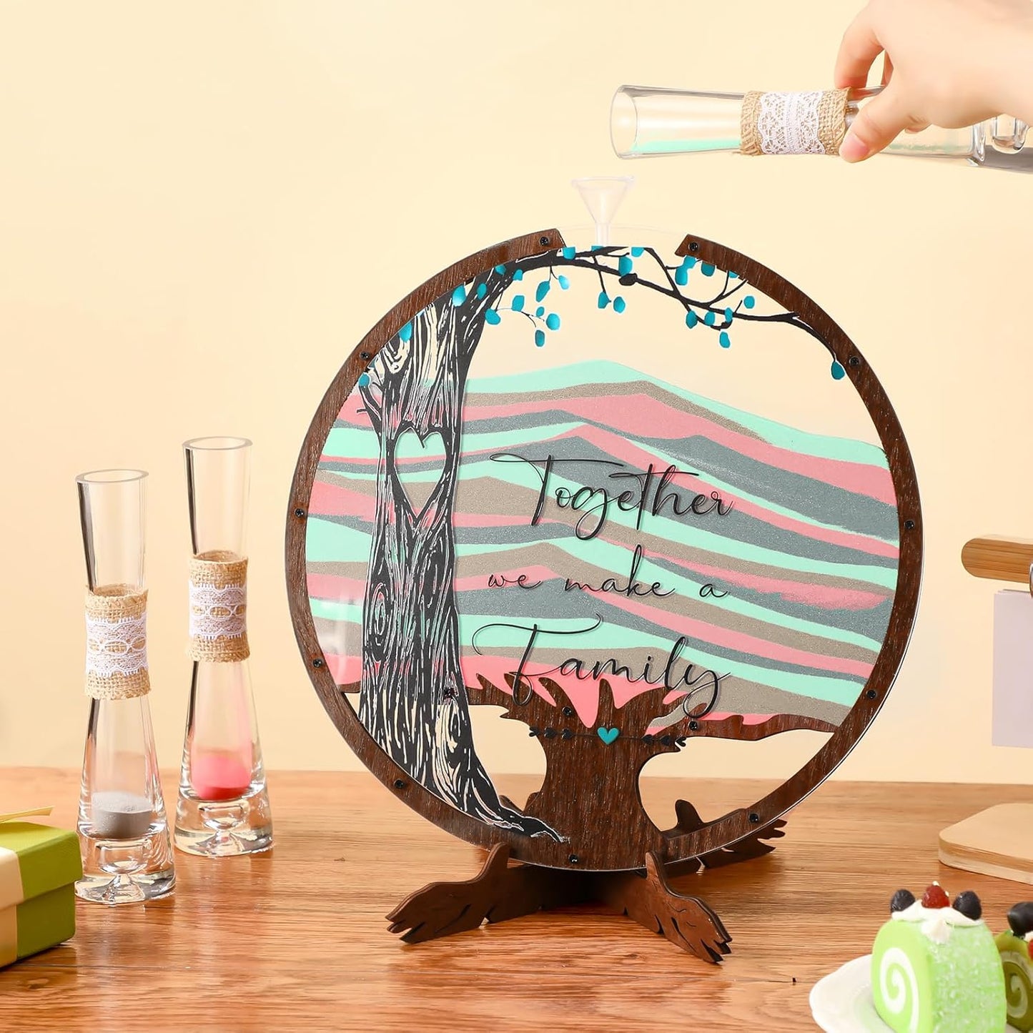 Anglechic Wedding Unity Sand Blended Family Sand Ceremony Kit Set Rustic Wedding Unity Ceremony Decorations for Bridal Shower Party Reception