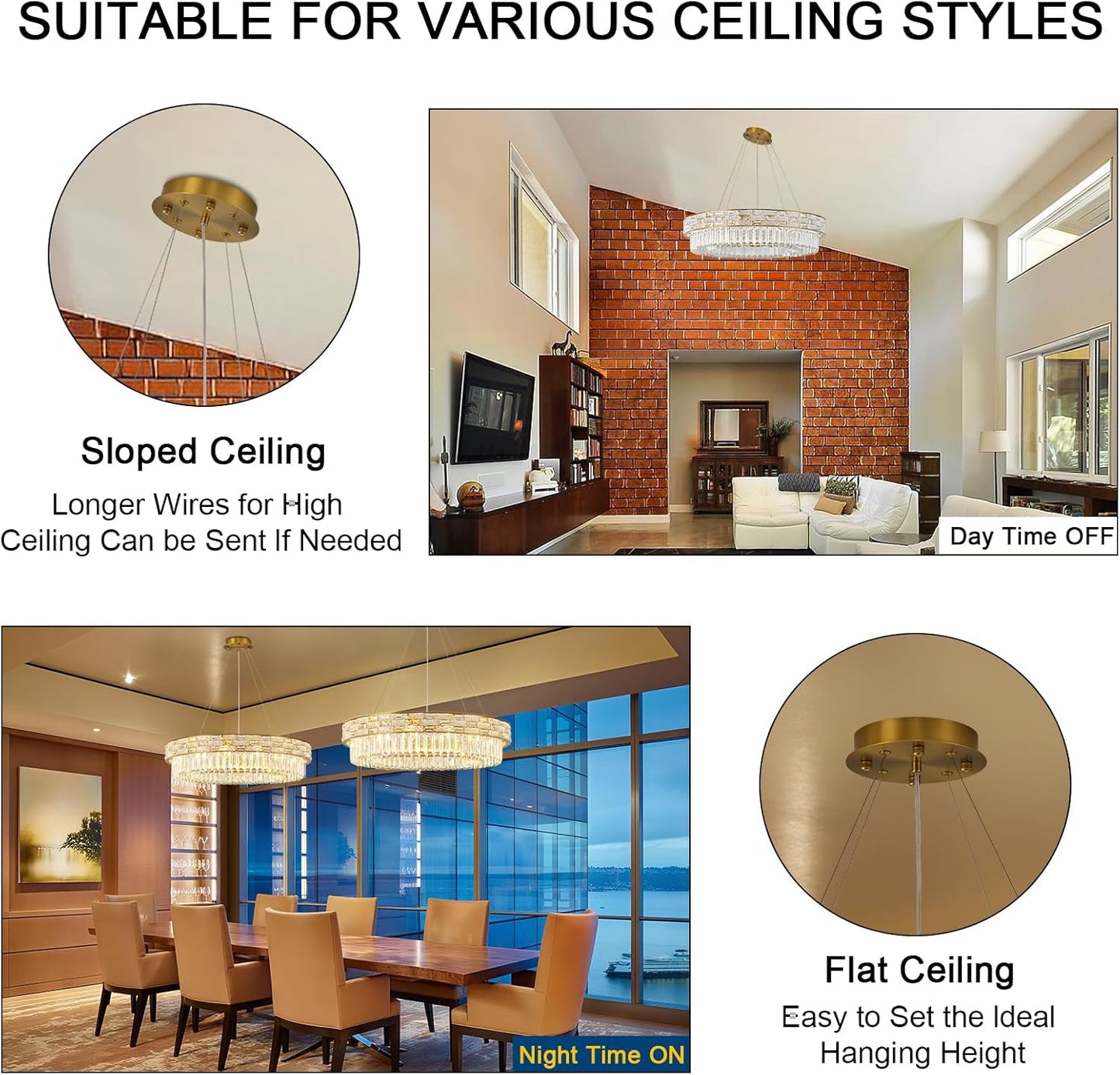 Crystal Chandelier, 31" 12-Light Large Chandelier for Living Room, Round Gold Chandeliers for Bedroom, High Ceiling Chandeliers, Foyer Lighting Fixtures Hanging Lights Dimmable