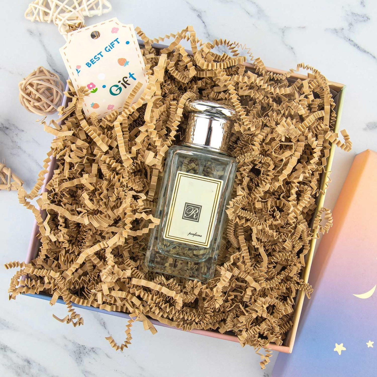 8.5oz Crinkle Paper Filler, Gift Baskets Gift Boxes Crafts Shredded Cut Paper Packaging Decorative Stuffing & Cushioning Confetti for Easter Birthday Wedding Party Favor Brown