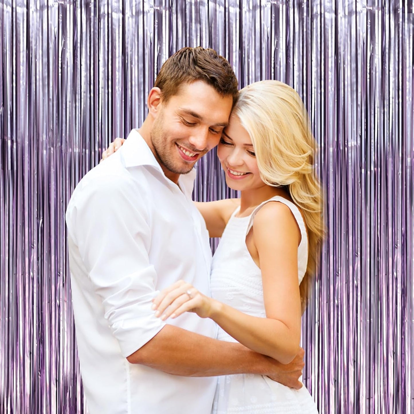 3 Pack 3.3 x 6.6 ft Lavender Foil Fringe Backdrop Curtains, Tinsel Streamers Party Decorations, Fringe Backdrop for Birthday, Baby Shower, Gender Reveal, Graduation