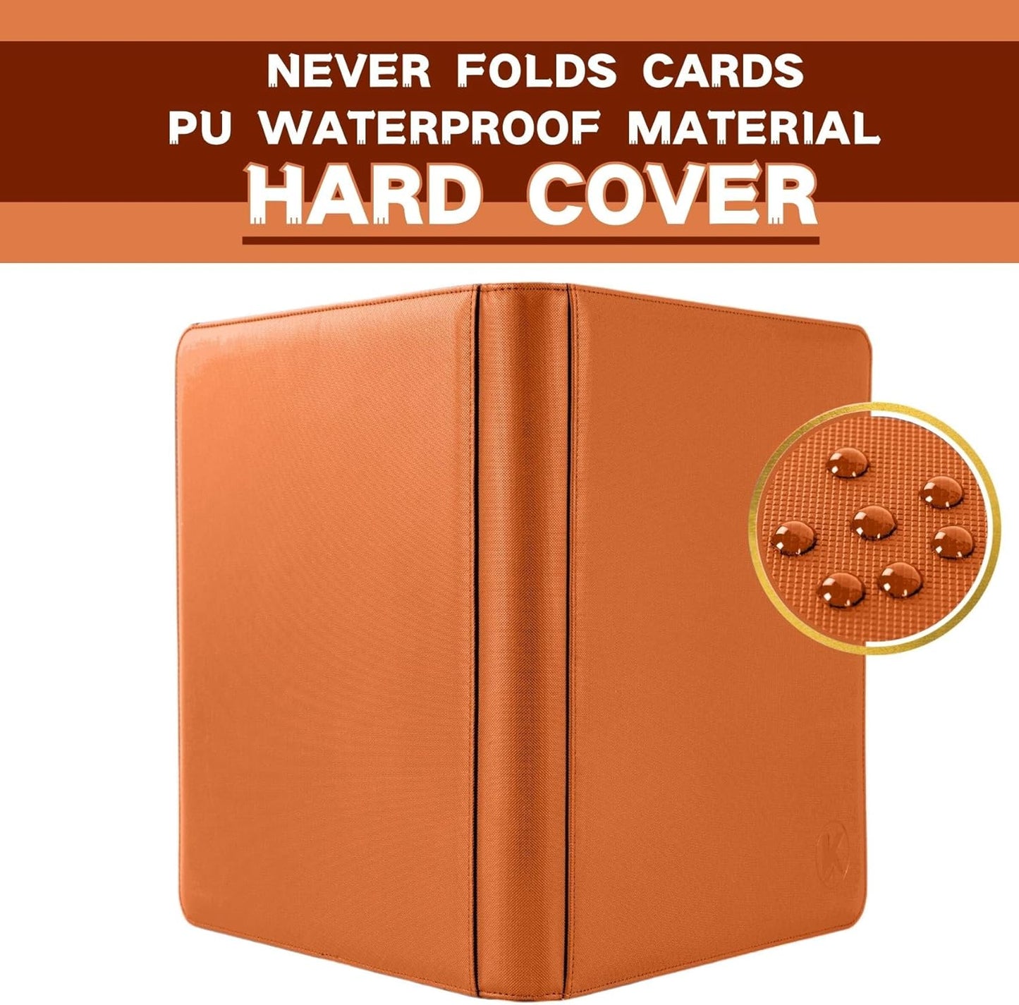 1000+ Pockets Trading Card Binder, 16-Pocket Card Ablum Compatible with MTG,Sports Cards & Other Standard Size Trading Cards (Orange)