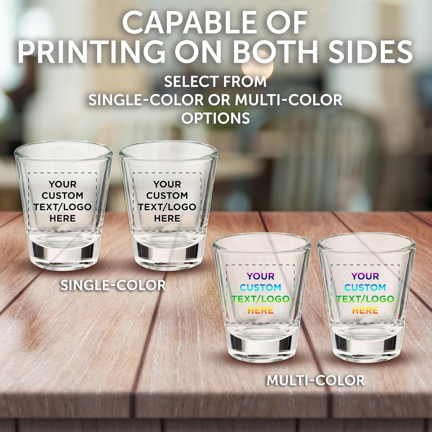 Custom Shot Glasses 1.75 oz. Set of 50, Personalized Bulk Pack - Great for Wedding Favors, Bachelorette Party Decorations, Party Fovors, Color Bottom - Clear
