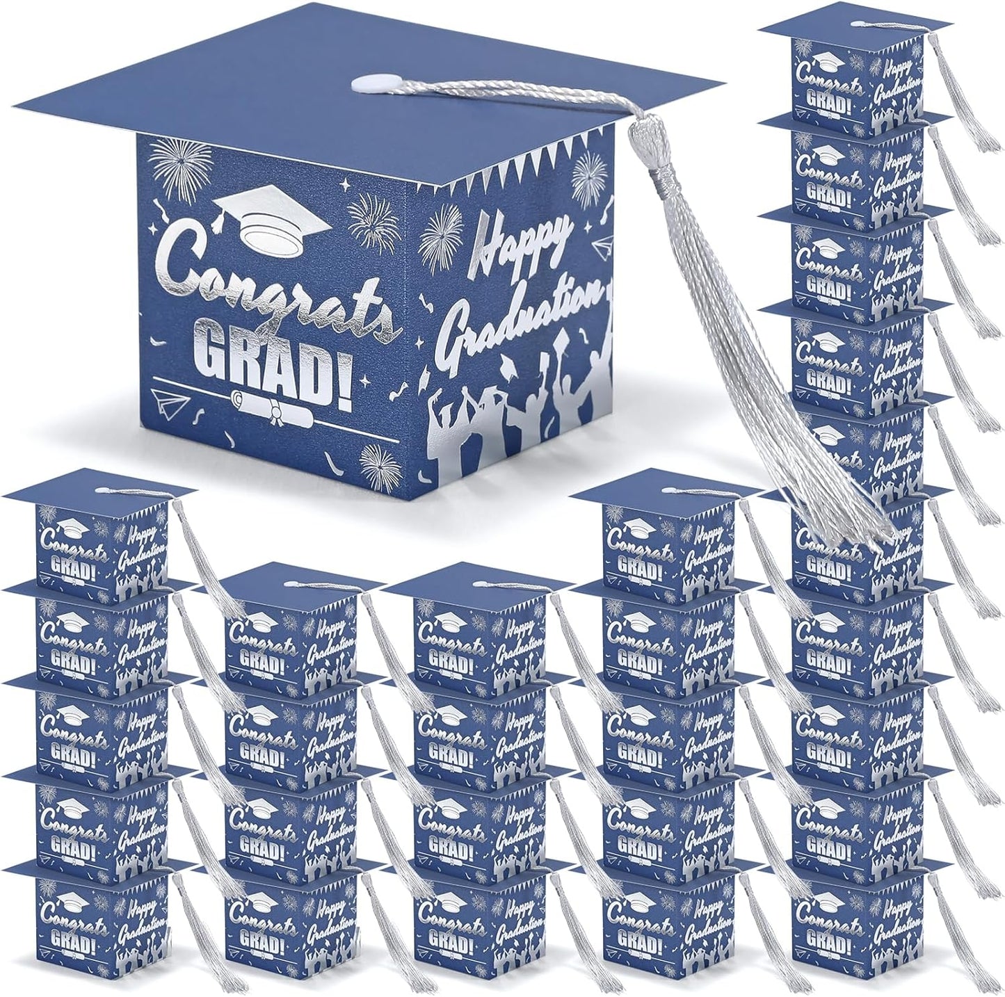 COTOPHER 36 Pack Mini Graduation Cap Gift Boxes with Tassel, Class of 2025 Graduation Candy Boxes Centerpieces for Tables Party Decorations, Small Treat Chocolate Box Graduate Favors Supplies