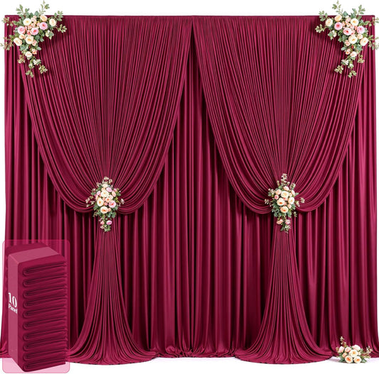 50ft x 12ft Burgundy Backdrop Curtains Wrinkle Free Backdrop Curtain for Wedding Parties Maroon Fabric Backdrops Drapes Back Drop Cloth Bridal Shower Stage Curtains Wedding Decorations for Reception