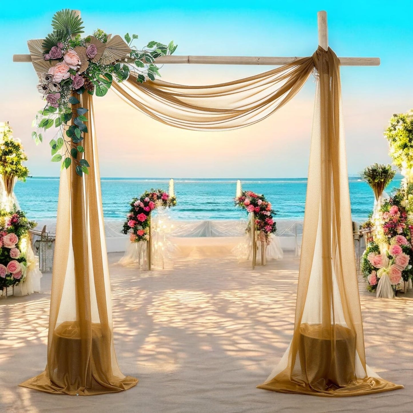 MDS Halloween Chiffon Draping Fabric - 1 Panel, 30" Wide x 75ft Long - Sheer Spooky Arbor & Canopy Drapery for Haunted House Backdrops, Party Ceilings, DIY Costumes & Themed Events - Mocha