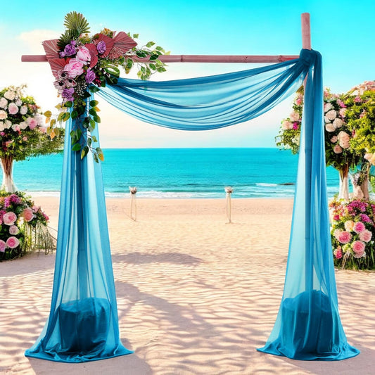 MDS Halloween Chiffon Draping Fabric - 2 Panel, 30" Wide x 50ft Long - Sheer Spooky Arbor & Canopy Drapery for Haunted House Backdrops, Party Ceilings, DIY Costumes & Themed Events - Dark Teal