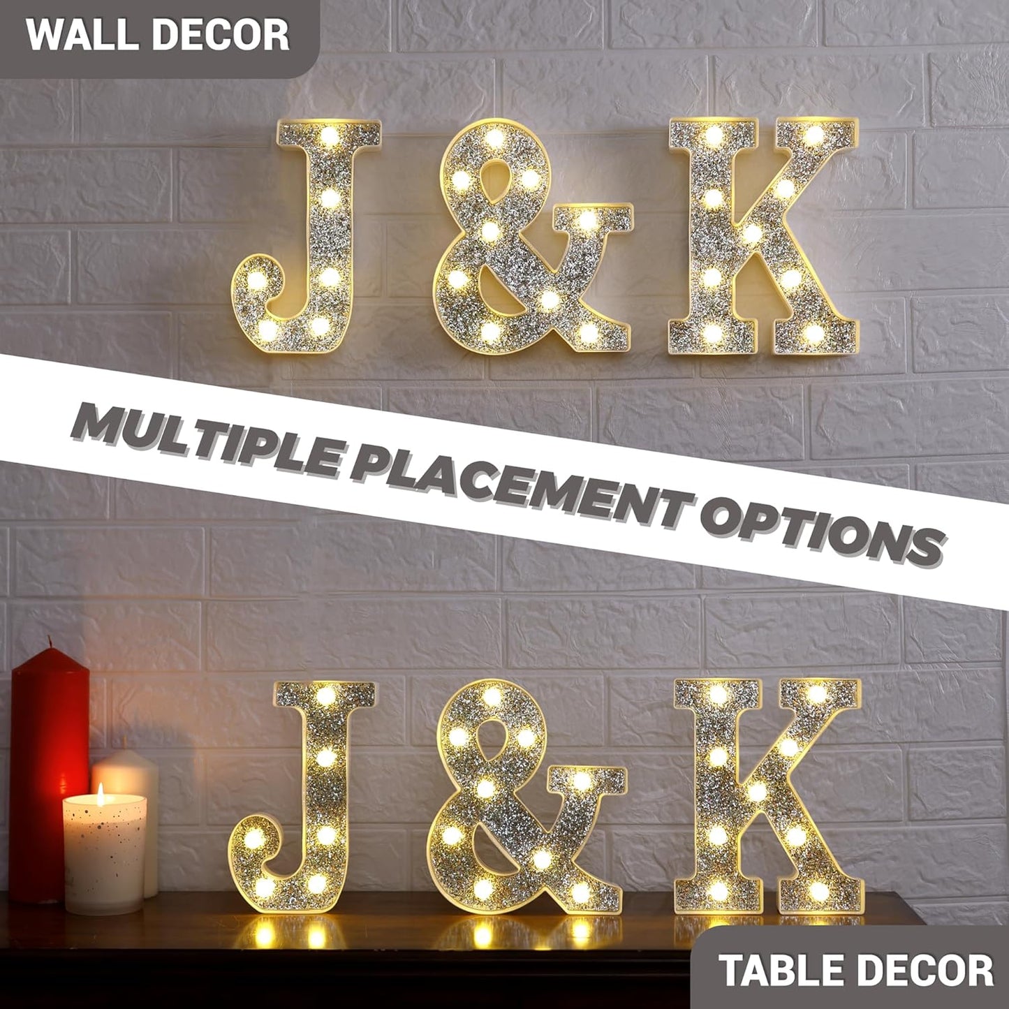 Marquee Light Up Letters, Glitter Silver LED Letter Lights Battery Powered Alphabet Letter Sign for Night Light Wedding Birthday Party Cafe Bar Decoration Girls Room Decor - O